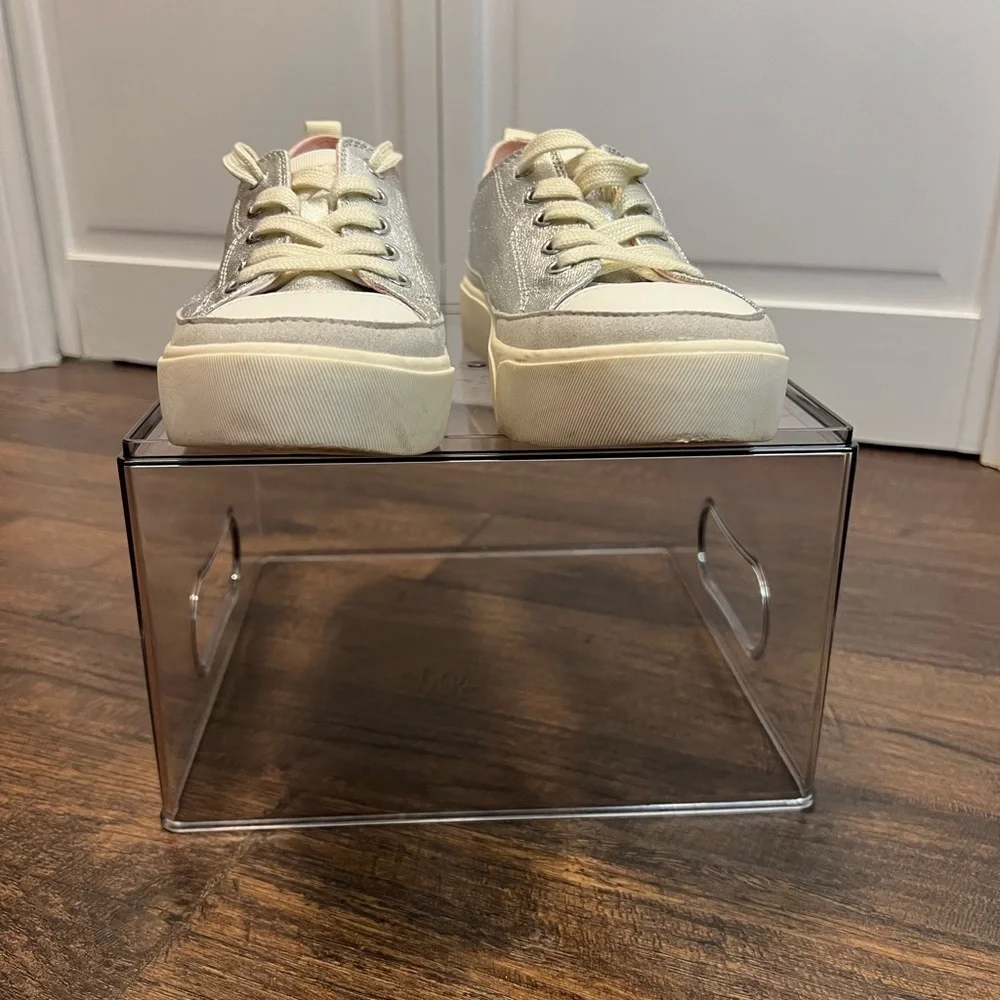 Kate Spade New York Kaia Metallic Canvas Platform Sneakers Size 7.5 B
